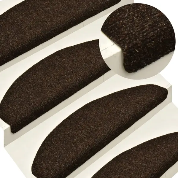 Gossi covorase autoadezive scari, 5 buc., maro, 65x21x4 cm, buclat