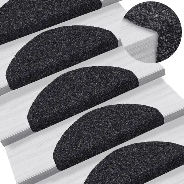 Gossi covorase autocolante de scari, 15 buc, 65 x 21 x 4 cm, negru
