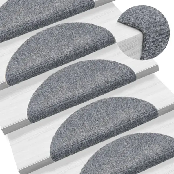 Gossi covorase autocolante scari, 15 buc, 56x17x3 cm, gri deschis