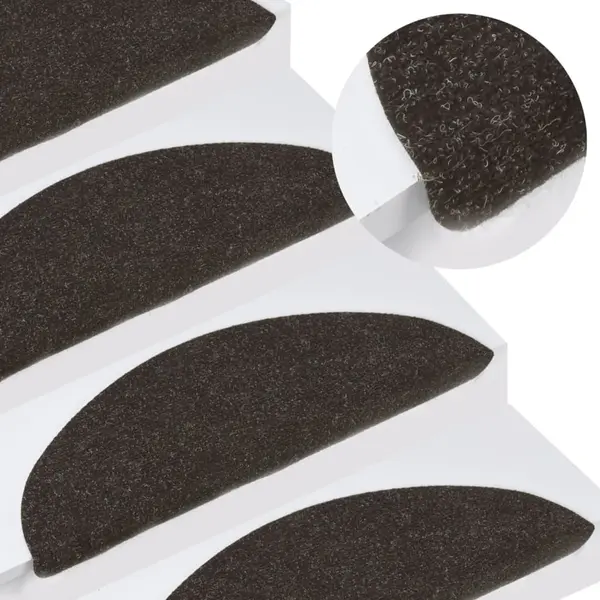 Gossi covorase de scari autoadezive, 10 buc., negru, 65x22,5x3,5 cm