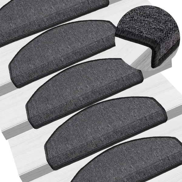 Gossi covorase pentru trepte scara, 15 buc., antracit, 65x24x4 cm