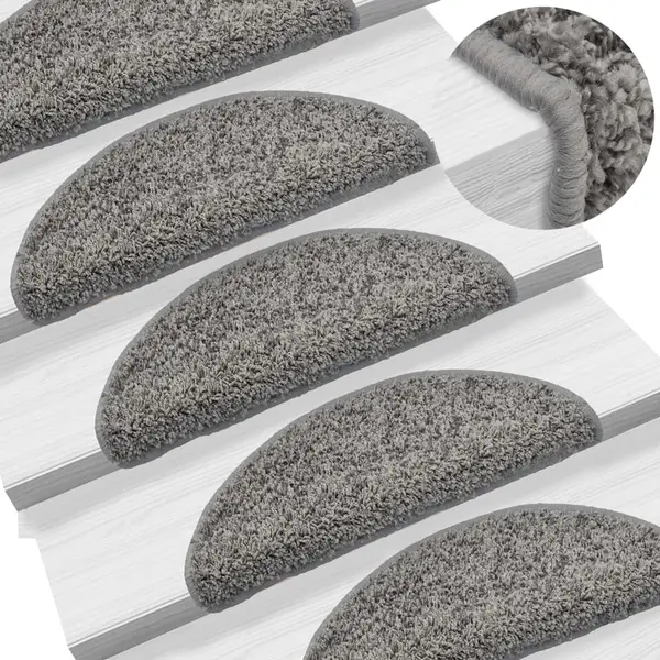Gossi covorase pentru trepte scara, 15 buc., gri, 56x17x3 cm