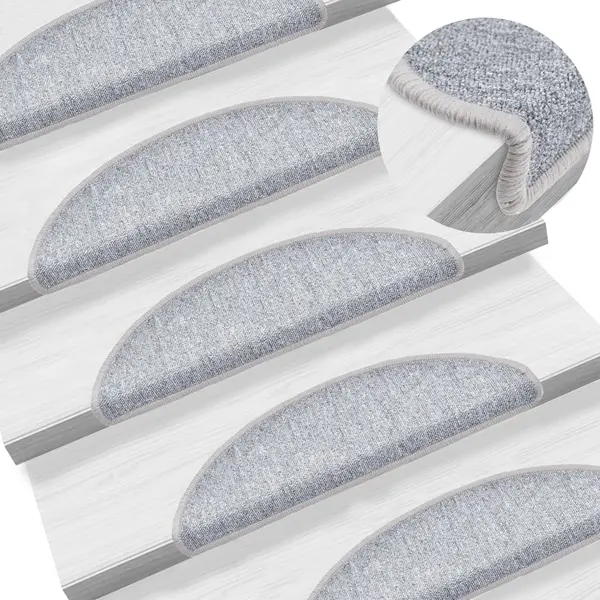Gossi covorase pentru trepte scara, 15 buc., gri deschis, 56x17x3 cm