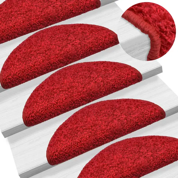Gossi covorase pentru trepte scara, 15 buc., rosu, 65x21x4 cm