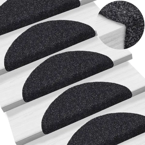 Gossi covorase scari autoadezive, 10 buc., negru, 56x17x3 cm, punch