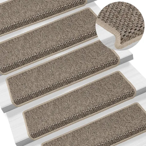 Gossi covorase scari autoadezive, 15 buc. bej 65x21x4 cm aspect sisal