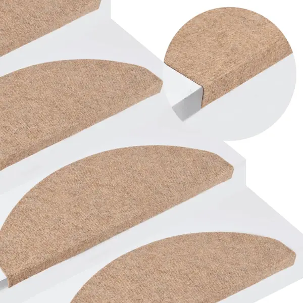 Gossi covorase scari autoadezive, 15 buc., bej, 65x22,5x3,5 cm