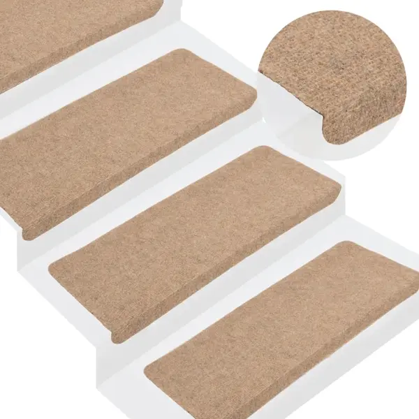 Gossi covorase scari autoadezive, 15 buc., bej, 65x24,5x3,5 cm