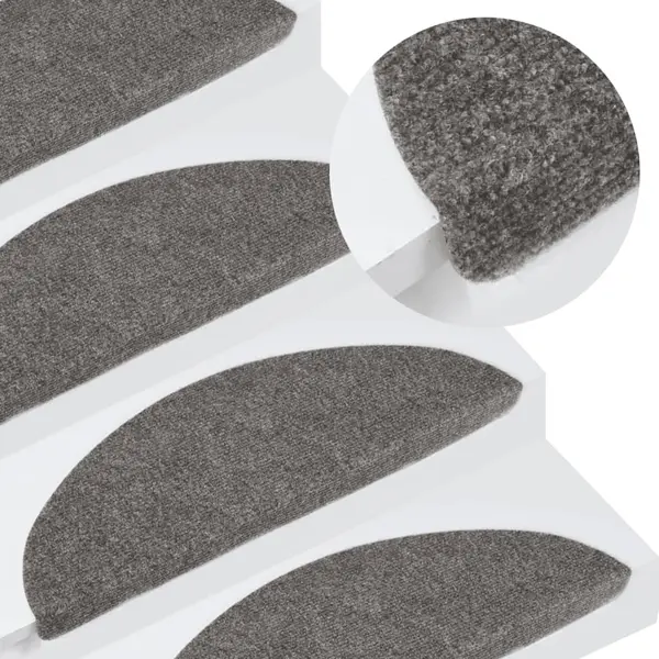Gossi covorase scari autoadezive, 15 buc., gri, 56x17x3 cm