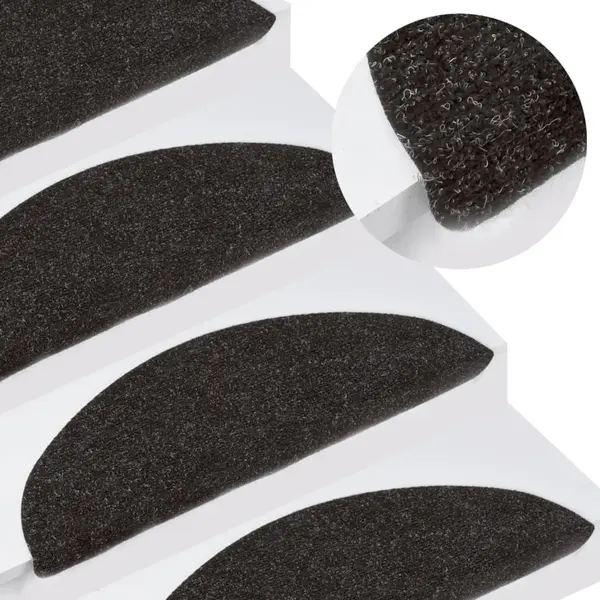 Gossi covorase scari autoadezive, 15 buc., negru, 56x17x3 cm