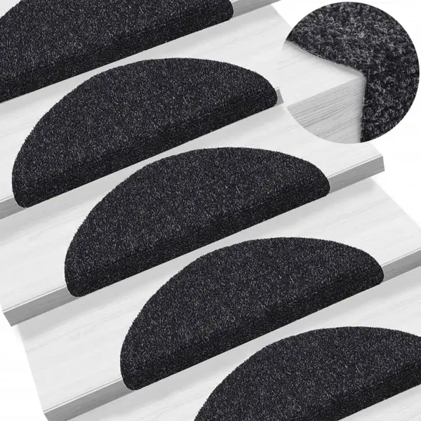 Gossi covorase scari autoadezive, 5 buc., negru, 56x17x3 cm, punch