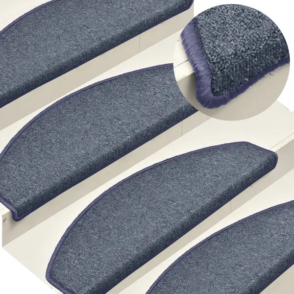 Gossi covorase trepte scara, 15 buc., gri inchis/albastru, 65x24x4 cm
