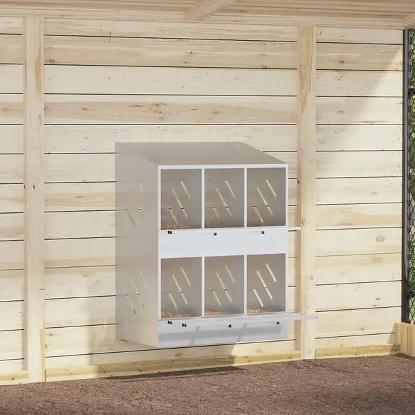 Gossi cubit pentru pui cu 6 compartimente, metal argintiu galvanizat