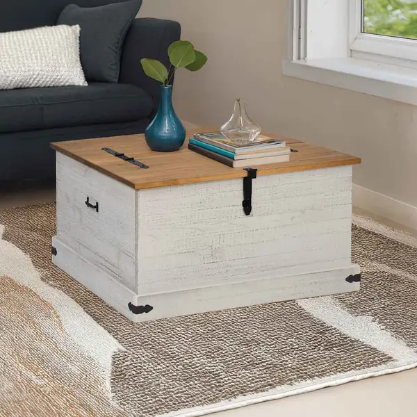 Gossi cufa de depozitare halden alb 91x91x47 cm lemn masiv de pin