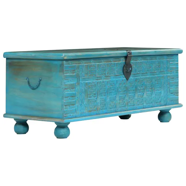 Gossi cufar de depozitare, lemn masiv de mango, albastru 100x40x41 cm