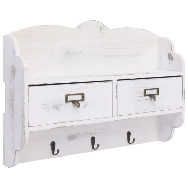 Gossi cuier de perete, alb, 50 x 10 x 34 cm, lemn
