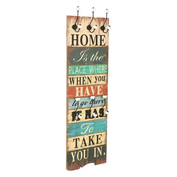 Gossi cuier de perete cu 6 carlige, 120 x 40 cm, home is
