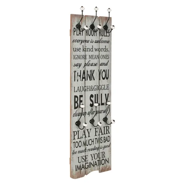 Gossi cuier de perete cu 6 carlige, 120x40 cm, thank you