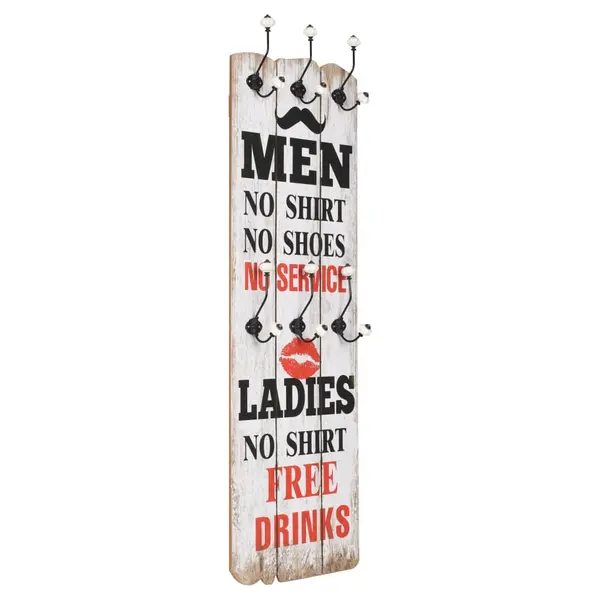 Gossi cuier de perete cu 6 carlige men ladies, 120 x 40 cm