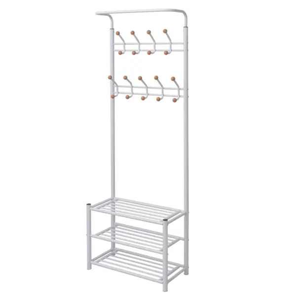 Gossi cuier haine cu raft pentru pantofi, alb, 68 x 32 x 182,5 cm