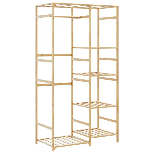 Gossi cuier pentru haine cu rafturi, 100x50x184,5 cm, bambus