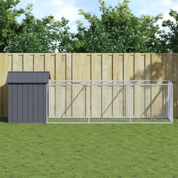 Gossi cusca caine cu acoperis antracit 117x405x123 cm otel galvanizat
