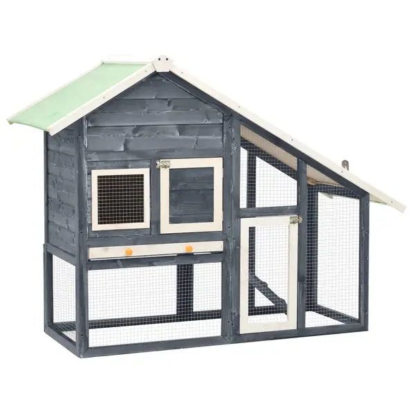 Gossi cusca iepuri, gri/alb,140 x 63 x 120 cm, lemn masiv de brad