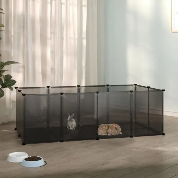Gossi cusca pentru animale mici, negru, 144x74x46,5 cm, pp si otel