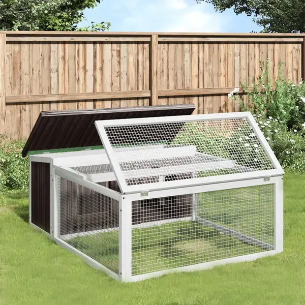 Gossi cusca pentru iepuri, gri, 117,5x97x47,5 cm, lemn masiv de pin