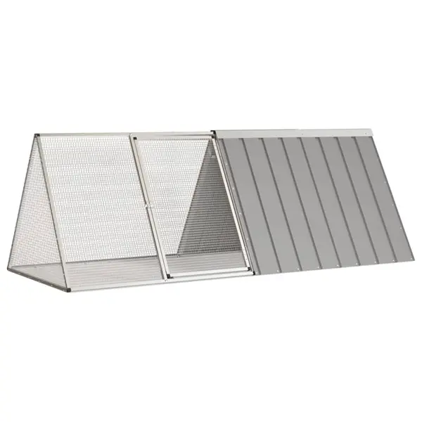 Gossi cusca pentru iepuri, gri, 201,5x80,5x71 cm, otel galvanizat