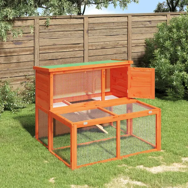 Gossi cusca pentru iepuri, maro, 102x90x84,5 cm, lemn masiv de pin