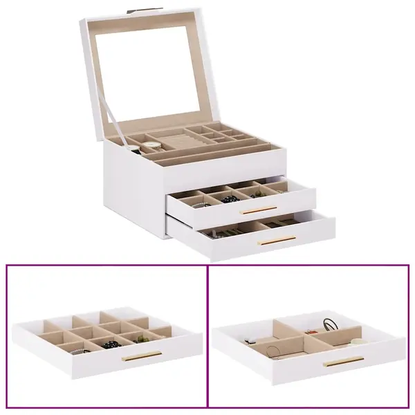Gossi cutie de bijuterii 3 straturi alb 23x20,5x14 cm