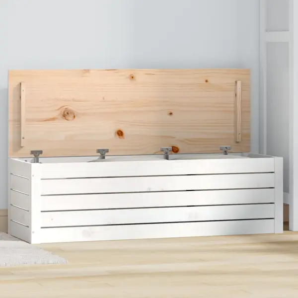 Gossi cutie de depozitare, alb, 109x36,5x33 cm, lemn masiv de pin