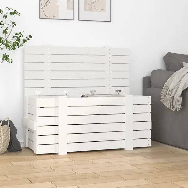 Gossi cutie de depozitare, alb, 91x40,5x42 cm, lemn masiv de pin