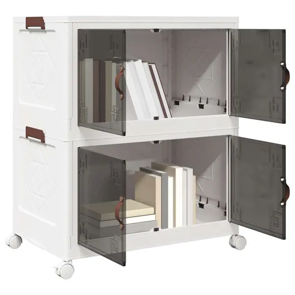 Gossi cutie de depozitare stivuita cu roti 2 niveluri 75 l 65x40x76cm