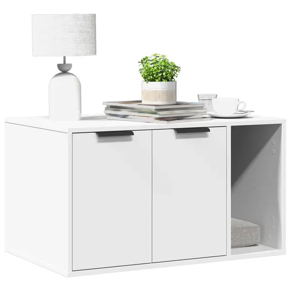 Gossi cutie litiera pisici alb 80x50x45 cm lemn prelucrat