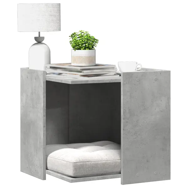 Gossi cutie litiera pisici gri beton 53x53x51 cm lemn prelucrat