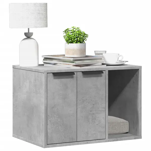 Gossi cutie litiera pisici gri beton 60x40x40 cm lemn prelucrat