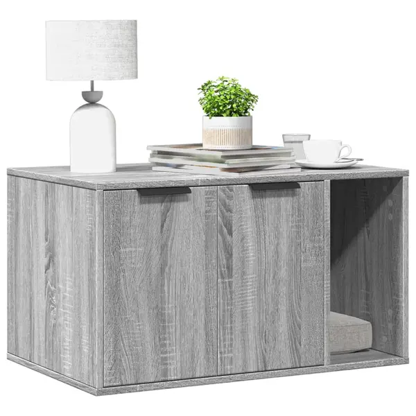 Gossi cutie litiera pisici sonoma gri 80x50x45 cm lemn prelucrat