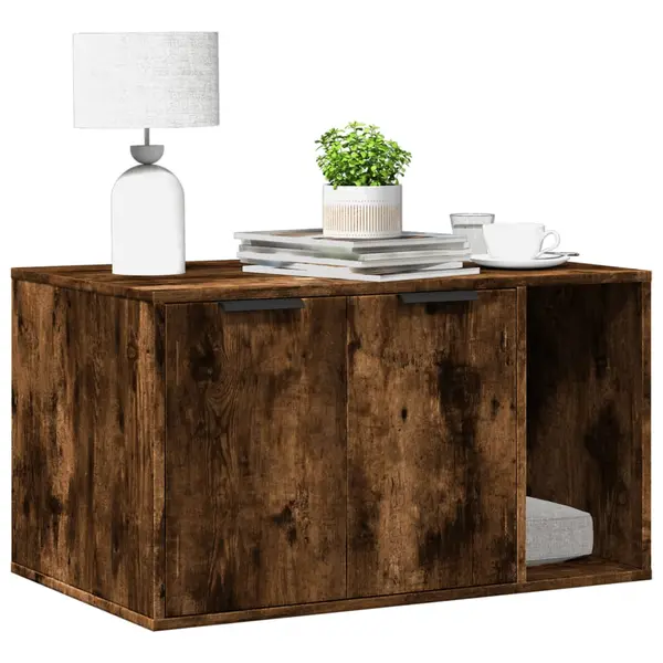 Gossi cutie litiera pisici stejar fumuriu 80x50x45 cm lemn prelucrat