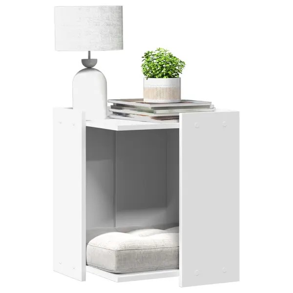 Gossi cutie pentru litiera pisici, alb, 42x42x51 cm, lemn prelucrat