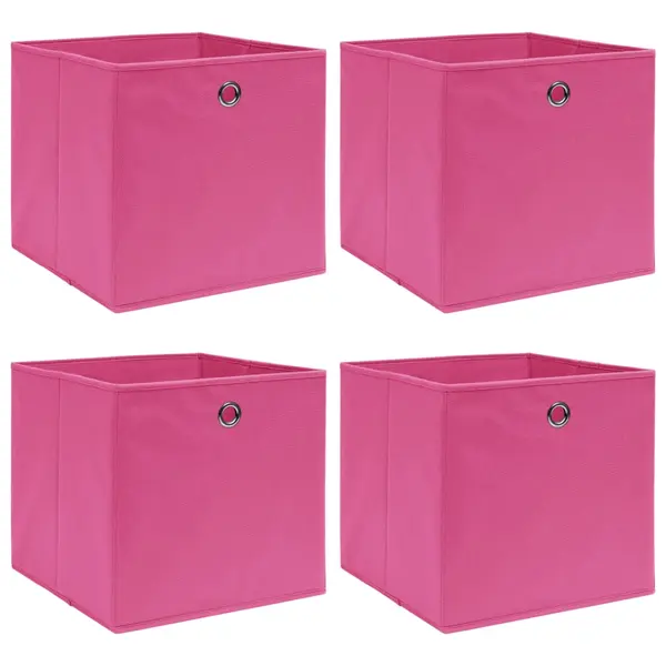 Gossi cutii de depozitare, 4 buc., roz, 32x32x32 cm, textil