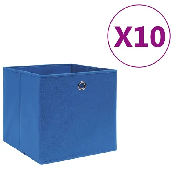 Gossi cutii depozitare 10 buc. albastru 28x28x28 cm material netesut