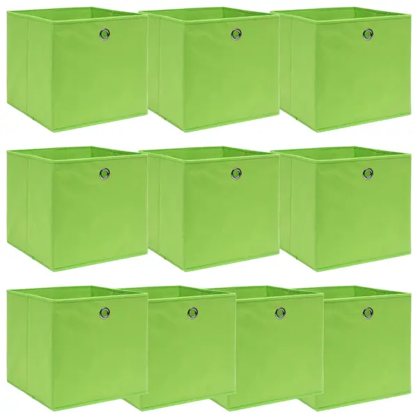 Gossi cutii depozitare, 10 buc., verde, 32x32x32 cm, textil
