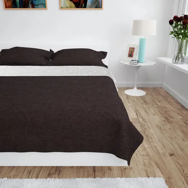 Gossi cuvertura matlasata cu doua fete, 230x260 cm, crem si maro
