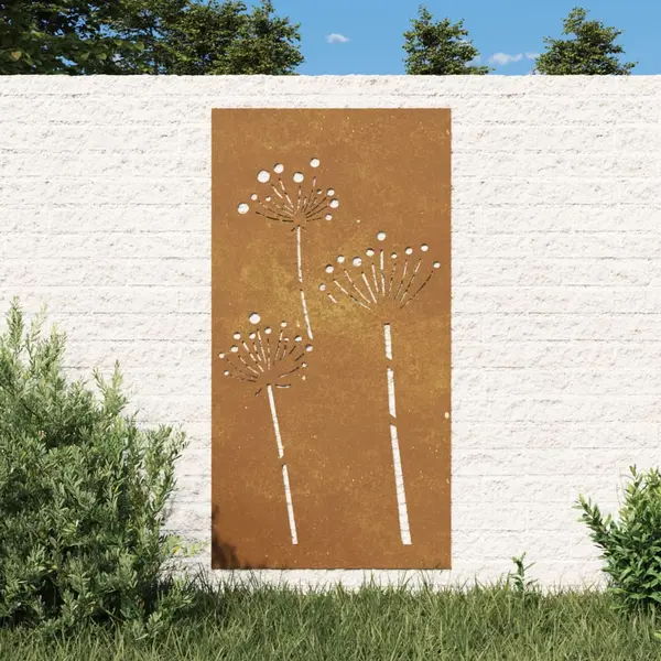 Gossi decor perete de gradina 105x55 cm design flori otel corten
