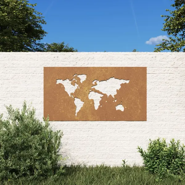 Gossi decor perete gradina 105x55 cm design harta lumii otel corten