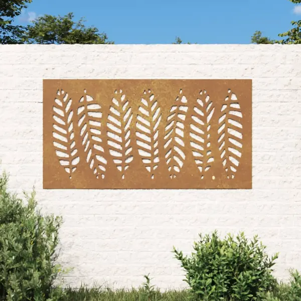 Gossi decoratie perete de gradina 105x55 cm design frunze otel corten