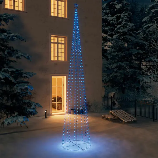 Gossi decoratiune brad craciun conic 752 led-uri albastru 160x500 cm
