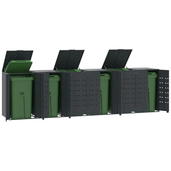 Gossi depozitare cos gunoi roti 6 cosuri antracit 414x79x117 cm otel